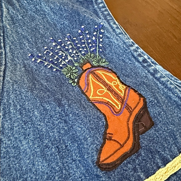 VINTAGE Texas RHYTHM BLUE WOMEN'S BLUE DENIM VEST XL - Picture 6 of 13